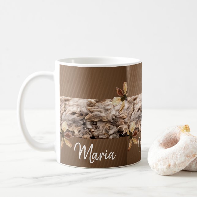 Beige Brown Floral Tasse (Mit Donut)