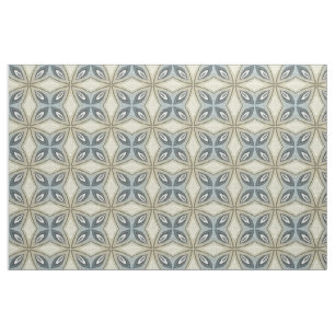 Beige Brown Gray Blue Batik Floral Star Muster Stoff