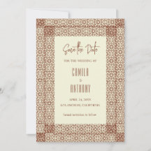 Beige Brown Islamic Geometric Two Border Wedding