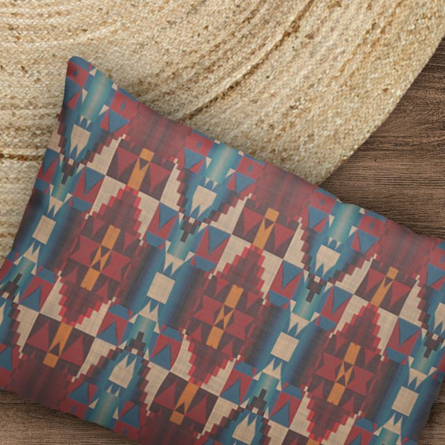 Beige Brown Maroon Red Dark Aquamarin Blue Tribal  Kissenbezug (Von Creator hochgeladen)