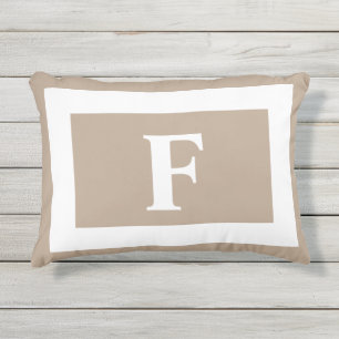 Beige Brown Mit Monogramm Initial Kissen Für Draußen