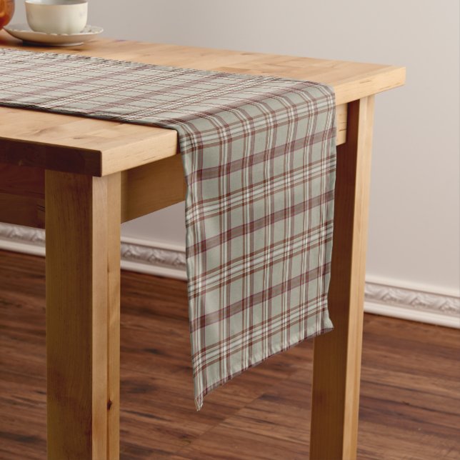 Beige Brown Plaid Classic Pattern Table Runner Kurzer Tischläufer (Beispiel)