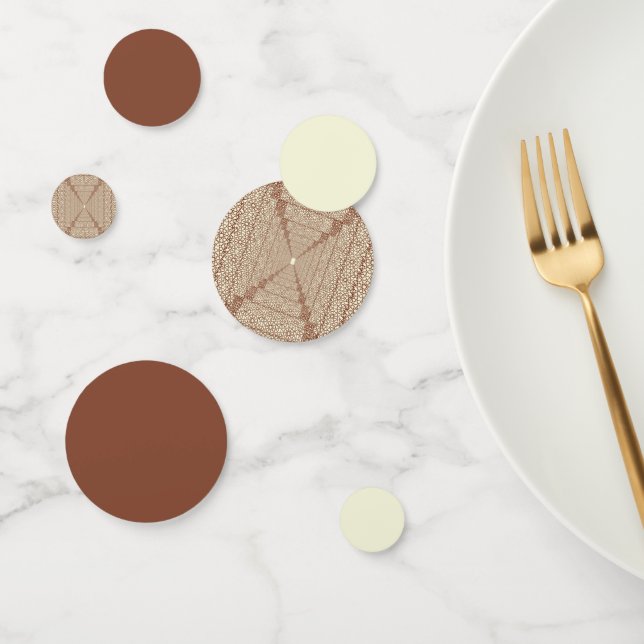 Beige Brown Rustic Islamic Geometric Single Border Konfetti (Gruppe)