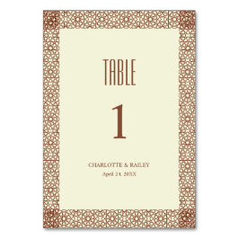 Beige Brown Rustic Islamic Geometric Single Border Tischnummer