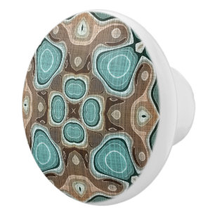 Beige Brown Seafoam Aquamarine grüne Ethnic Stamm  Keramikknauf