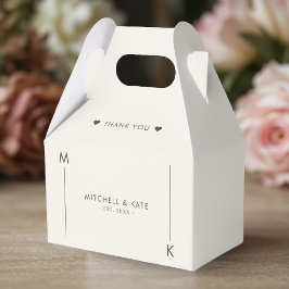 Beige Brown Simple Monogram Wedding Geschenkschachtel