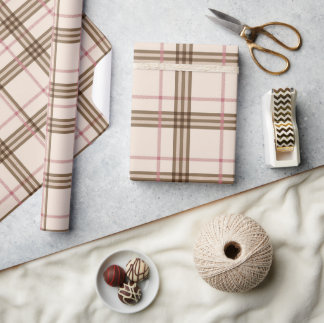 Beige Brown Tartan Kariert Wrapping Paper Geschenkpapier