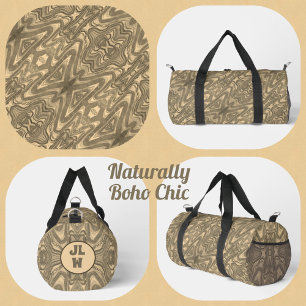 Beige Brown und Taupe Boho Chic Abstrakt Duffle Bag