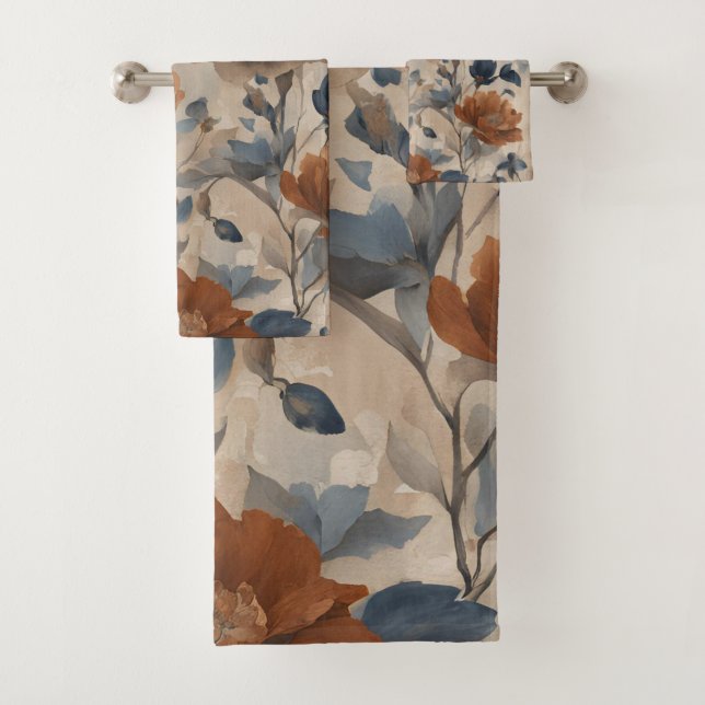 Beige Brûlé Orange Dusty Marine Bleu Floral (En situation)