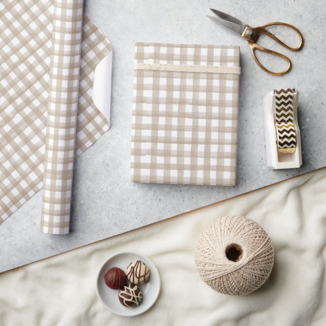 Beige Buffalo Kariert Weihnachten Geschenkpapier (Kunsthandwerk)