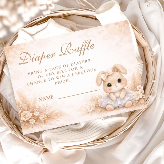 Beige Bunny Floral Diapper Raffle Begleitkarte (Von Creator hochgeladen)