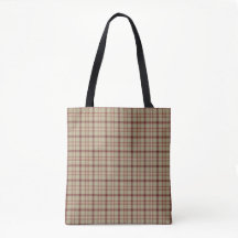 Beige-Burgund-Weiß-Karo-Klassiker-Tasche
