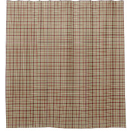 Beige Burgundy Plaid Shower Curtain Duschvorhang