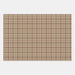 Beige Burgundy White Plaid Classic Geschenkpapier Set