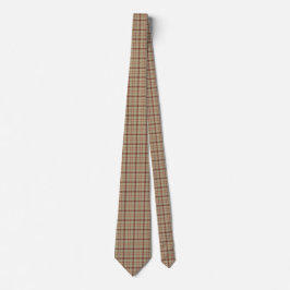 Beige Burgundy White Plaid Classic Neck Tie Krawatte