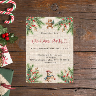 Beige Burlap-Kiefer natürliches Weihnachtsfest Par Einladung