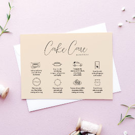 Beige Cake Care Instruction Card Mitteilungskarte