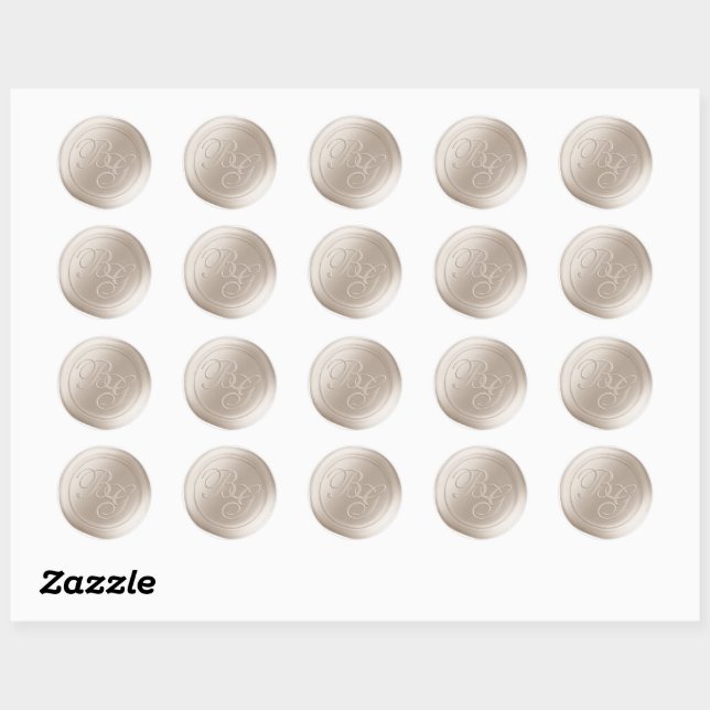 Beige Calligraphy Monogram Wax Siegel Stickers (Blatt)