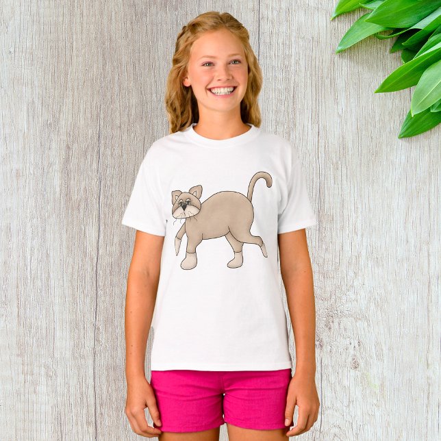 Beige Cat Drawing with Green Eyes T-Shirt (Von Creator hochgeladen)