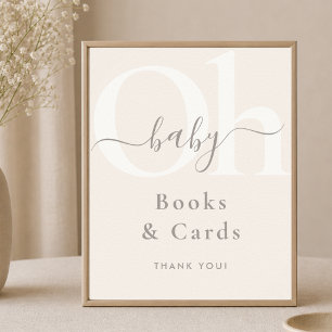Beige Chic Modern Oh Baby Shower Bücher Karten Sch Poster