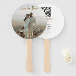 BEIGE CLASSIC ELEGANT COUPLE ADD QR SAVE THE DATE FÄCHER