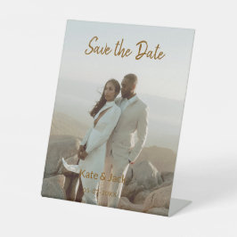 BEIGE CLASSIC ELEGANT COUPLE ADD QR SAVE THE DATE SOCKELSCHILD