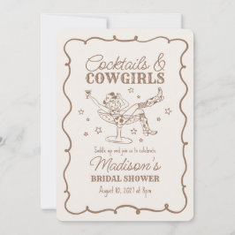 Beige Cocktail und Cowgirl Nashville Brautparty Einladung