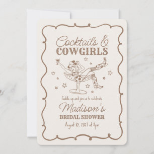Beige Cocktail und Cowgirl Nashville Brautparty Einladung