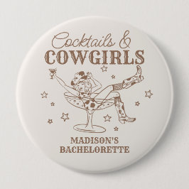 Beige Cocktails und Cowgirls Bachelorette Favorite Button