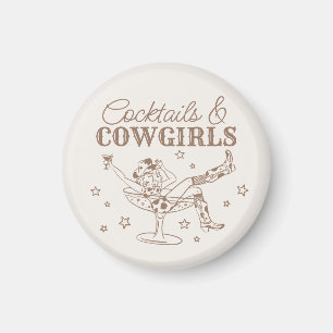 Beige Cocktails und Cowgirls Bachelorette Favorite Magnet