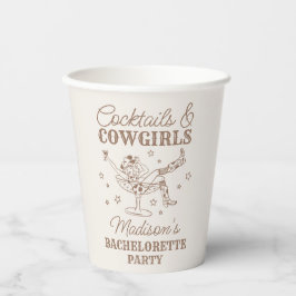 Beige Cocktails und Cowgirls Rodeo Bachelorette Pappbecher