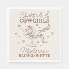 Beige Cocktails und Cowgirls Rodeo Bachelorette Serviette