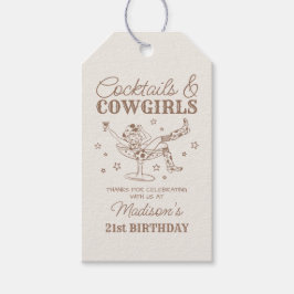 Beige Cocktails und Cowgirls Rodeo Birthday Gefall Geschenkanhänger