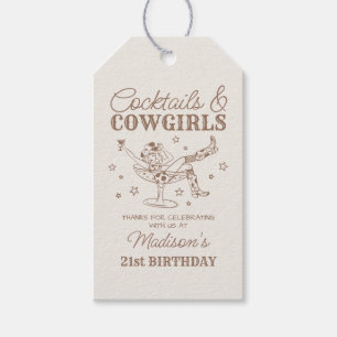 Beige Cocktails und Cowgirls Rodeo Birthday Gefall Geschenkanhänger
