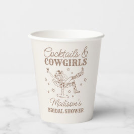 Beige Cocktails und Cowgirls Rodeo Brautparty Pappbecher
