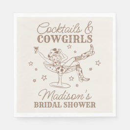 Beige Cocktails und Cowgirls Rodeo Brautparty Serviette