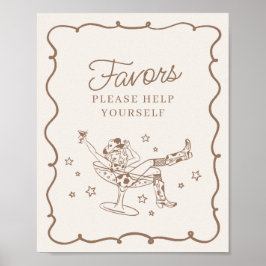 Beige Cocktails und Cowgirls Rodeo Favoriten Zeich Poster