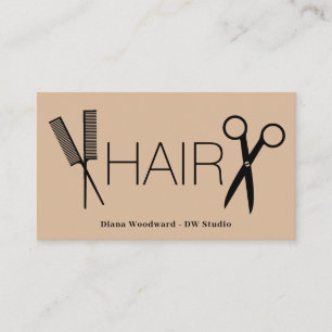 Beige Comb Scissors Business Card Visitenkarte