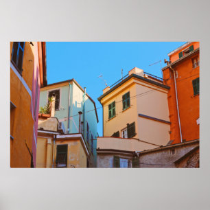 BEIGE CONCRETE HOUSE NEBEN BROWN HOUSE POSTER