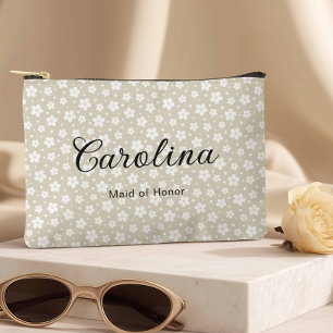 Beige Confetti Blume Bridesmaid Zubehörtasche