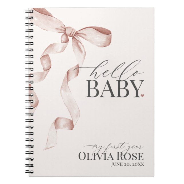 Beige Coquette Bow Girl Baby Geschenk mein erstes  Notizblock (Vorderseite)
