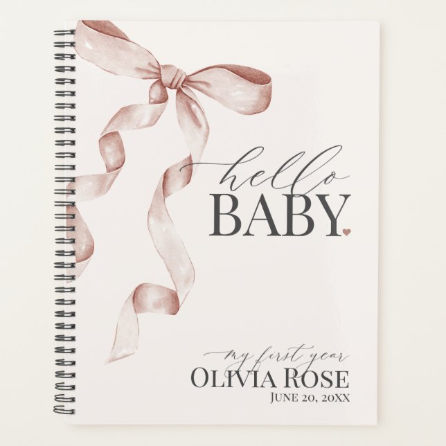 Beige Coquette Bow Girl Baby Geschenk mein erstes  Planer (Vorderseite)