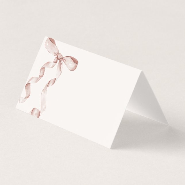 Beige Coquette Bow Platzkarte Decke (Vorderseite)