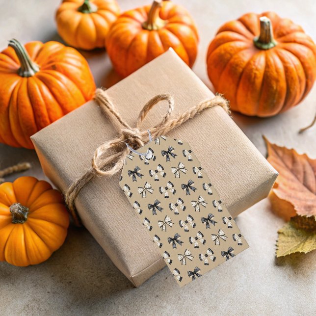 Beige Coquette Bows Halloween-Geschenktasten Geschenkanhänger (Beige Coquette Halloween Gift Tags)