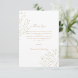 Beige Corner Floral Boho Wedding Dankeskarte