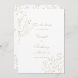Beige Corner Floral Boho Wedding Einladung