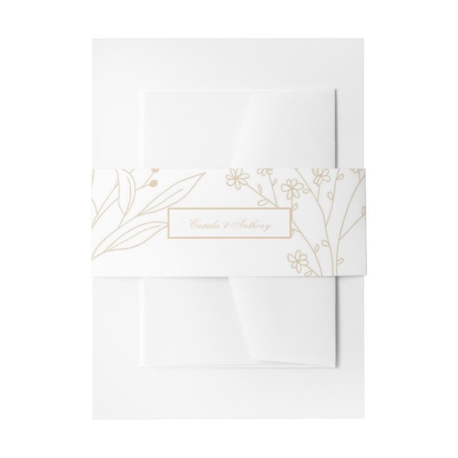 Beige Corner Floral Boho Wedding Einladungsbanderole (Vorderseite Beispiel)