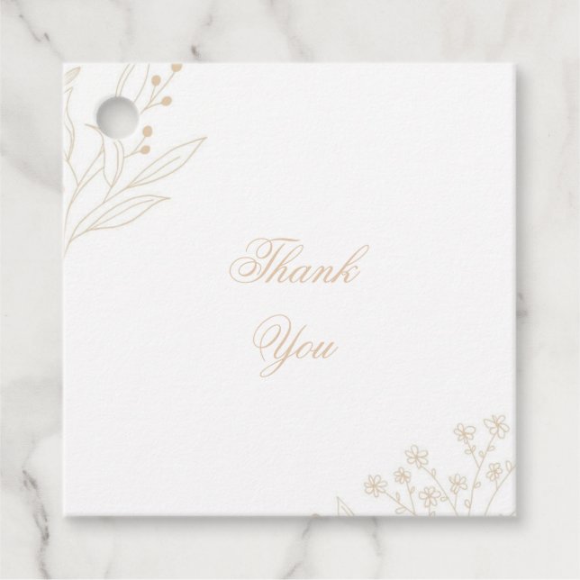 Beige Corner Floral Boho Wedding Geschenkanhänger (Vorderseite)