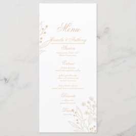 Beige Corner Floral Boho Wedding Menükarte