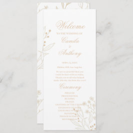 Beige Corner Floral Boho Wedding Programm